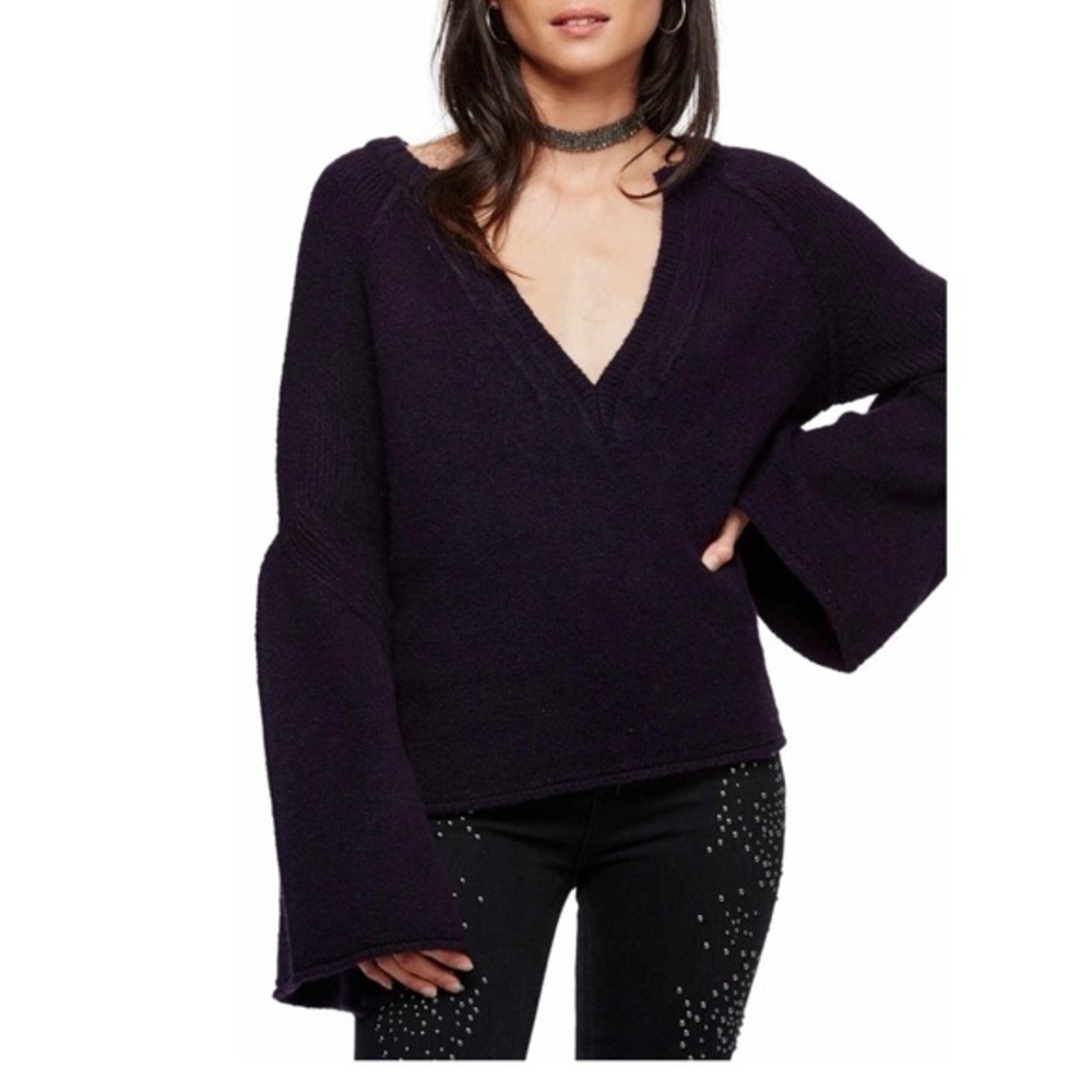 FREE PEOPLE Lovely Lines Bell Sleeve Sweater XL